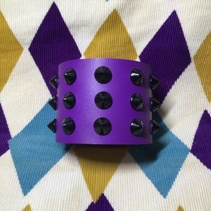 Purple punk rock stud spikes bracelet